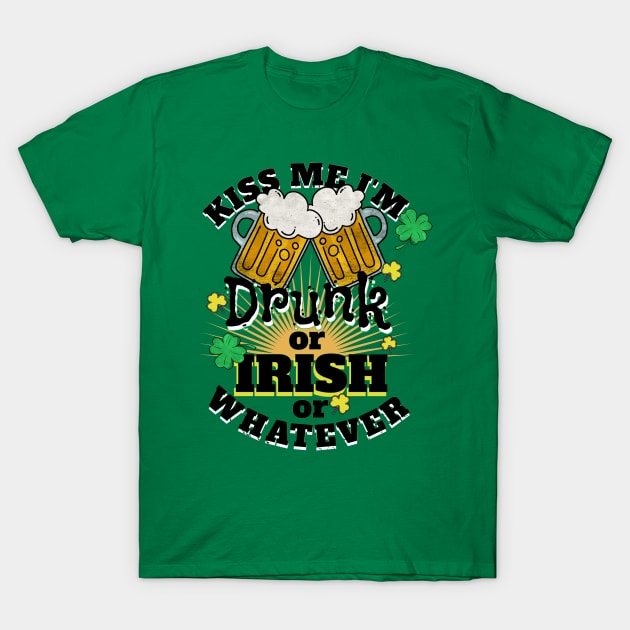 Kiss Me I'm Drunk or Irish Funny St Patrick's Day T-Shirt by LisaLiza